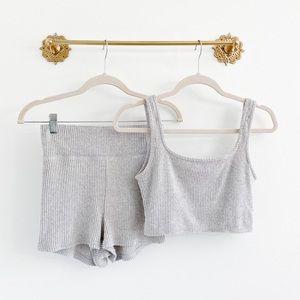 Abercrombie Gray Ribbed Sleep Lounge Short Set